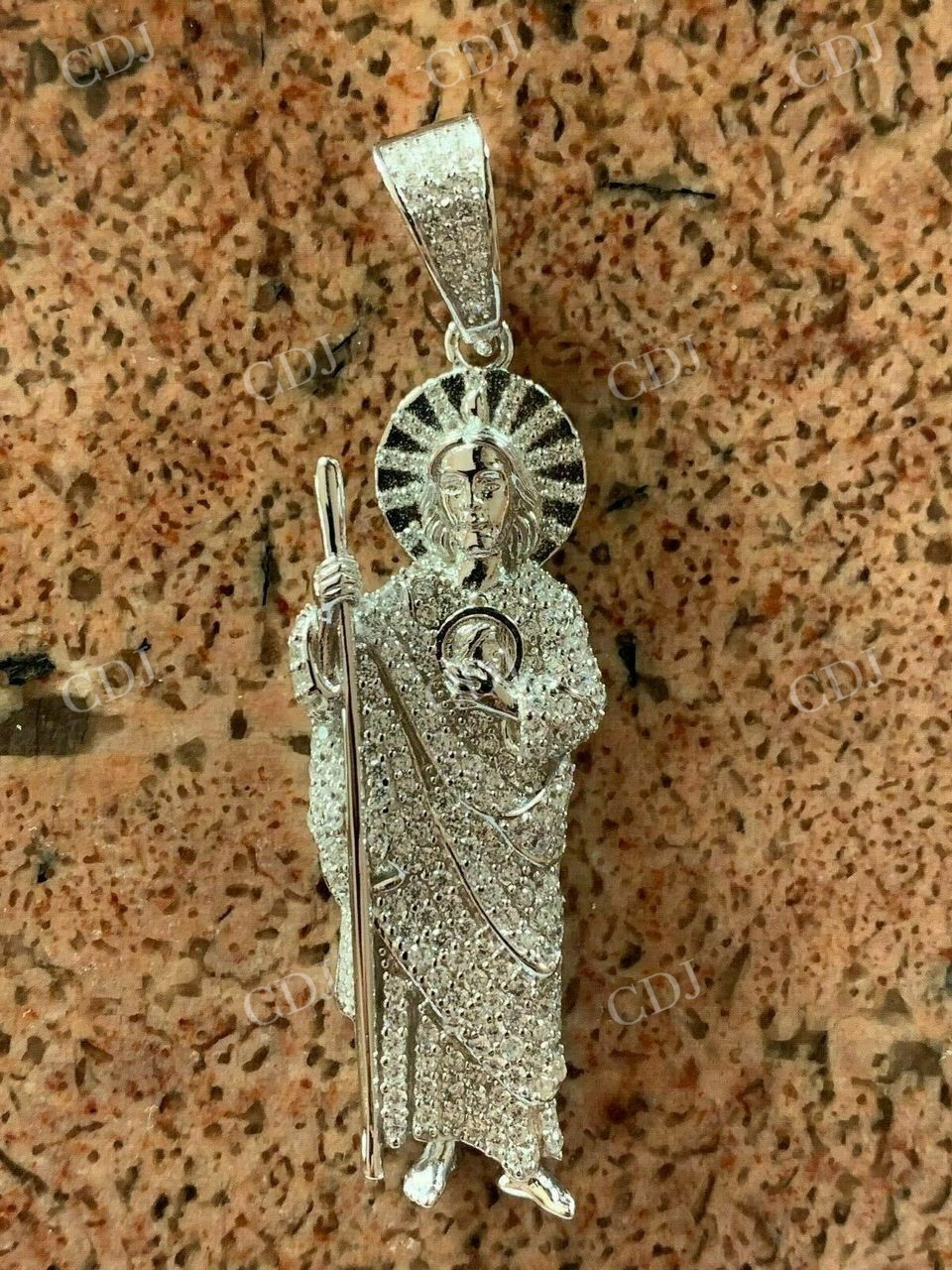 Men's Solid Gold St Jude San Judas Tadeo Iced Pendant  customdiamjewel   
