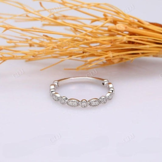0.15CTW Round Diamond Milgrain Design 3/4 Eternity Wedding Band  customdiamjewel   