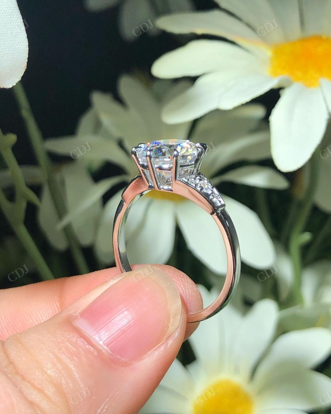 Solid Gold Art Deco Lab Grown Diamond Ring