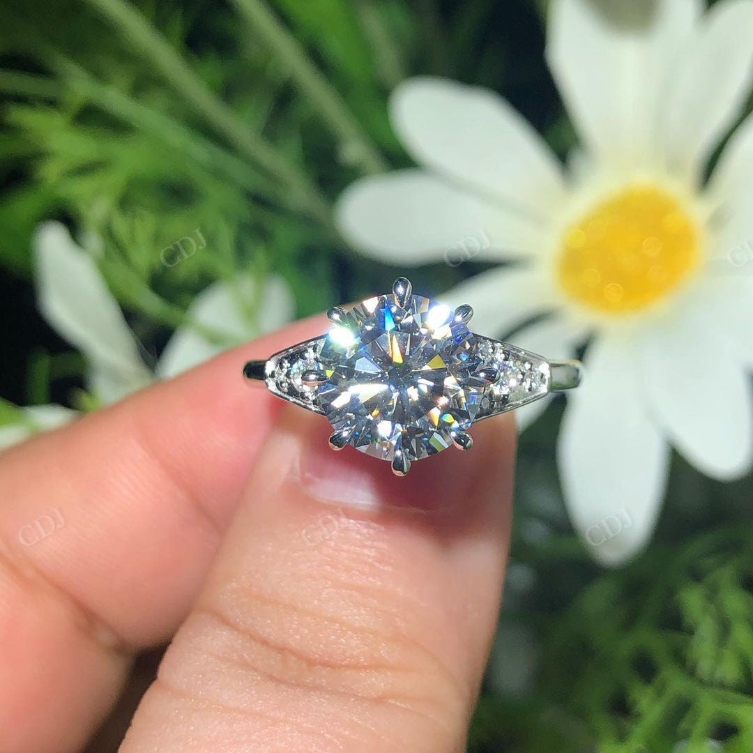 Solid Gold Art Deco Lab Grown Diamond Ring