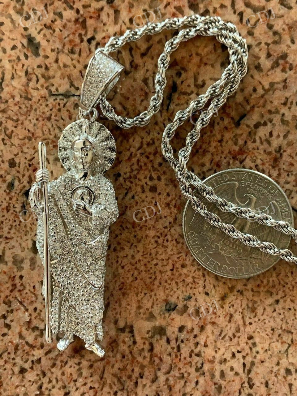 Men's Solid Gold St Jude San Judas Tadeo Iced Pendant  customdiamjewel   