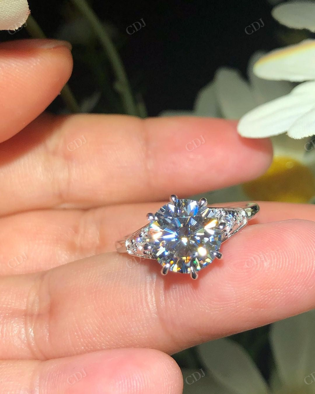 Solid Gold Art Deco Lab Grown Diamond Ring
