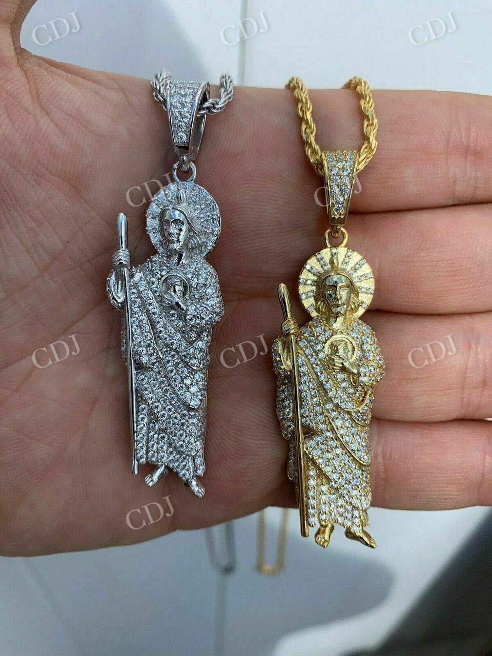 Men's Solid Gold St Jude San Judas Tadeo Iced Pendant  customdiamjewel   
