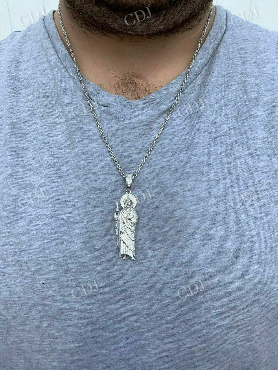 Men's Solid Gold St Jude San Judas Tadeo Iced Pendant  customdiamjewel   