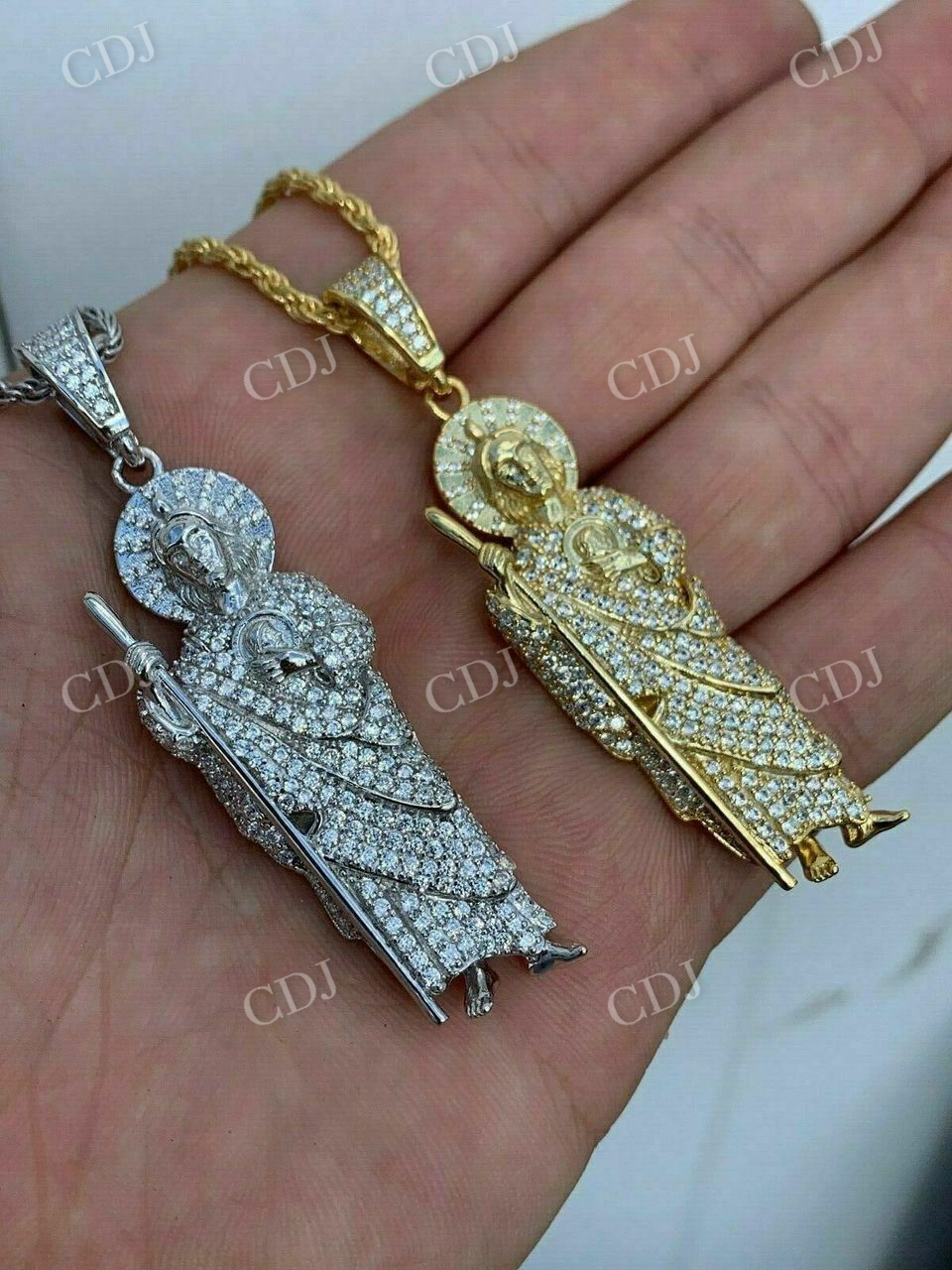 Men's Solid Gold St Jude San Judas Tadeo Iced Pendant  customdiamjewel   