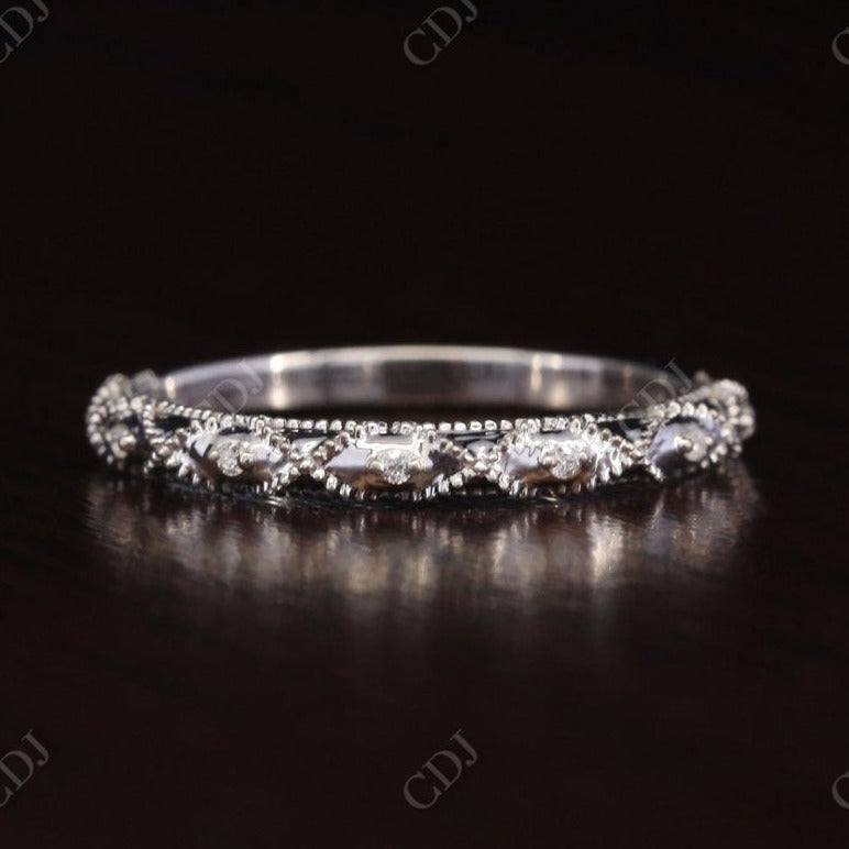 0.035CT Round Cut Real Diamond Wedding Band  customdiamjewel 10 KT Solid Gold White Gold VVS-EF
