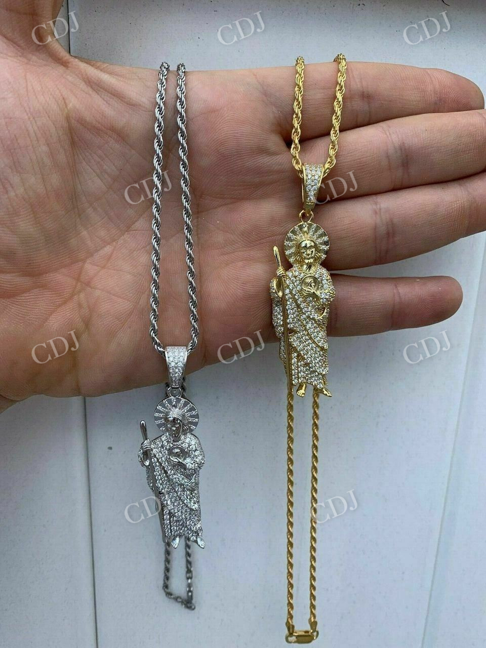 Men's Solid Gold St Jude San Judas Tadeo Iced Pendant  customdiamjewel   