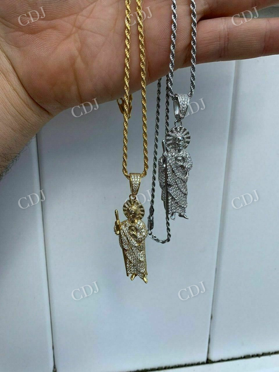 Men's Solid Gold St Jude San Judas Tadeo Iced Pendant  customdiamjewel   