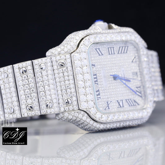 Bust Down Luxury Stainless Steel Diamond Watch customdiamjewel