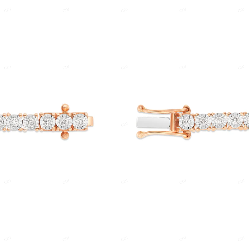 925 Sterling Silver Rose Gold Plated Cross Tennis Bracelet CustomDiamJewel