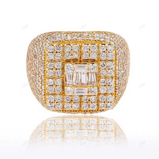 Iced Out 14K Square Silver Moissanite Ring hip hop jewelry customdiamjewel