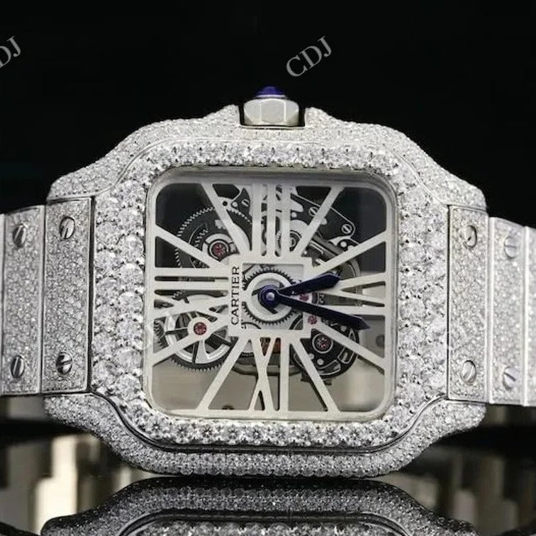 Moissanite Diamond Cartier Skelenton Watch customdiamjewel