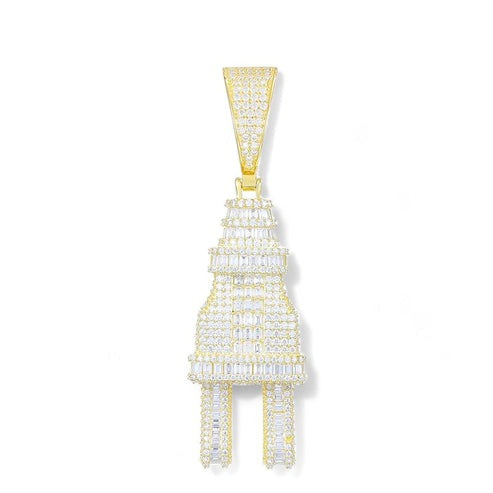 Branded Custom Piece Iced Out Baguette Plug Pendant hip hop jewelry CustomDiamJewel