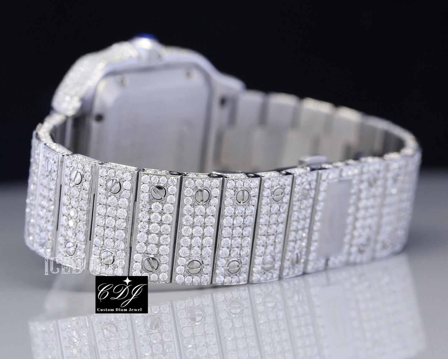 Luxury Iced Out Moissanite Cartier Mens Wrist Watch customdiamjewel