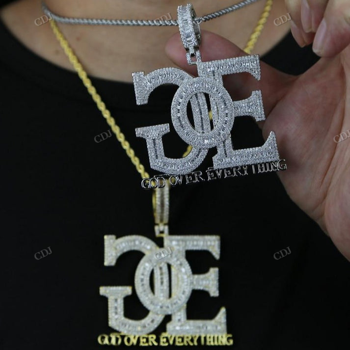 Iced Out GOE GOD OVER EVERYTHING Moissanite Pendant hip hop jewelry CustomDiamJewel