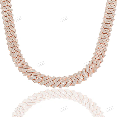 CVD Diamond Cuban Chain Rose Gold Necklace hip hop jewelry CustomDiamJewel