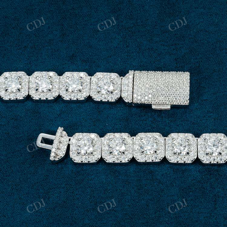 10MM Rectangle Link Necklace 14K White Gold hip hop jewelry customdiamjewel   