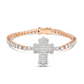 925 Sterling Silver Rose Gold Plated Cross Tennis Bracelet CustomDiamJewel