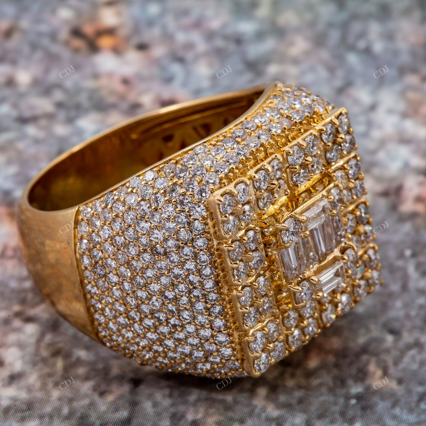 Iced Out 14K Square Silver Moissanite Ring hip hop jewelry customdiamjewel