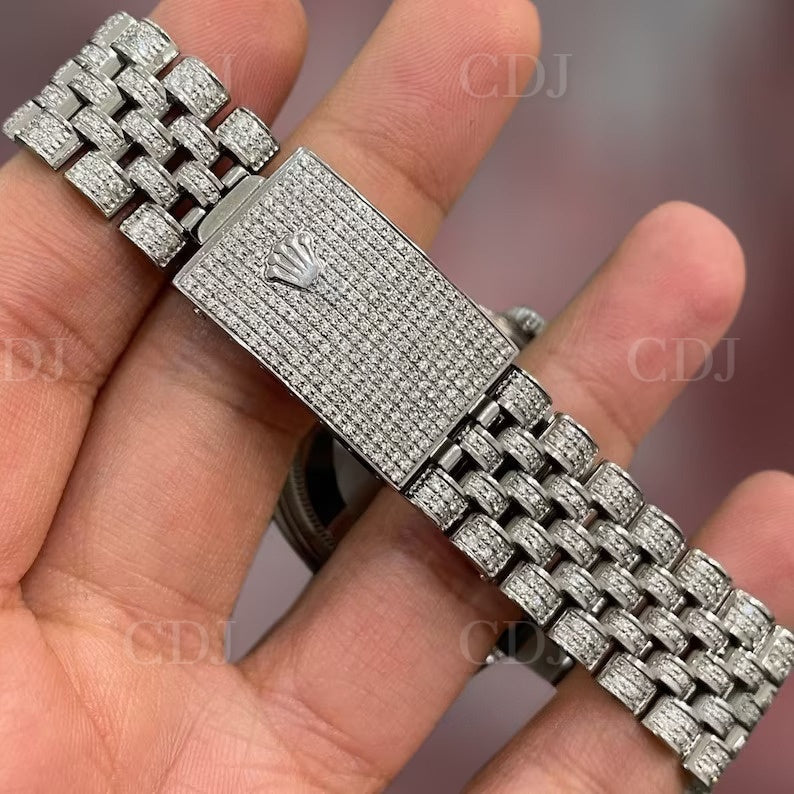 Luxury Full White Stainless Steel Moissanite Watch customdiamjewel