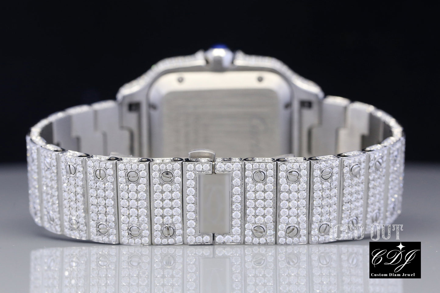 Luxury Iced Out Moissanite Cartier Mens Wrist Watch customdiamjewel