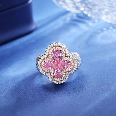 Top Quality Silver Moissanite Clover Ring For Men's hip hop jewelry CustomDiamJewel