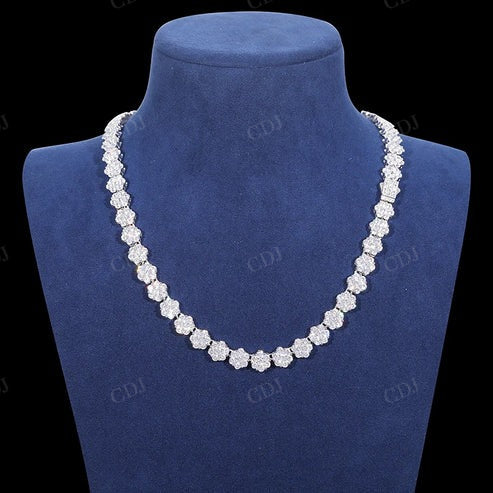 Quality Lab Grown Diamond Sterling Silver Halo Necklace For Women hip hop jewelry CustomDiamJewel