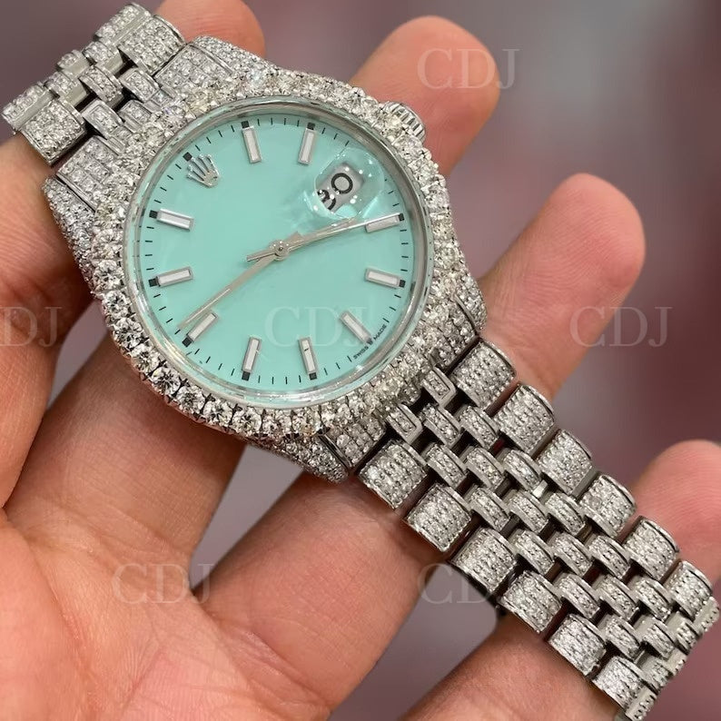 Luxury Full White Stainless Steel Moissanite Watch customdiamjewel