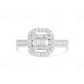 14K White Gold Baguette and Round Moissanite Bridal Ring Engagement Ring CustomDiamJewel