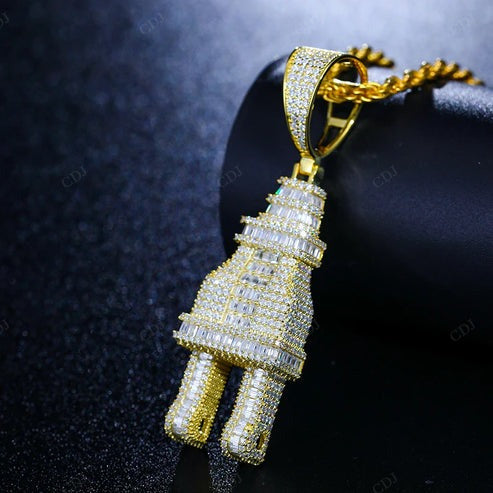 Branded Custom Piece Iced Out Baguette Plug Pendant hip hop jewelry CustomDiamJewel