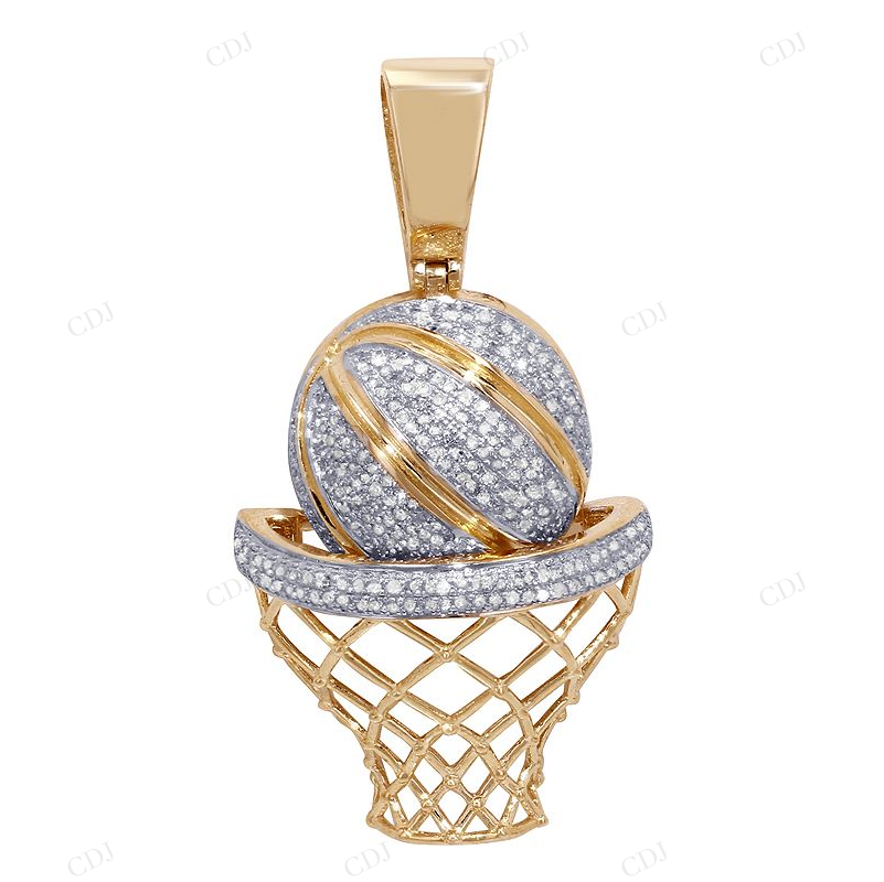 Classic Moissanite 925 Silver Basketball Pendant CustomDiamJewel