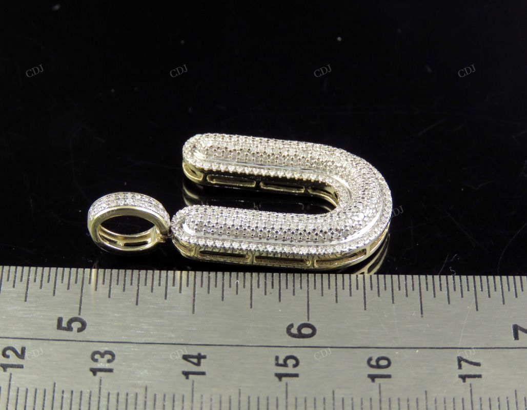 1.4" 0.90 CTW 10K Gold Real Diamond U Letter Pendant CustomDiamJewel