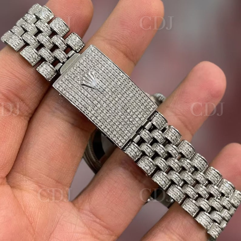 Luxury Full White Stainless Steel Moissanite Watch customdiamjewel