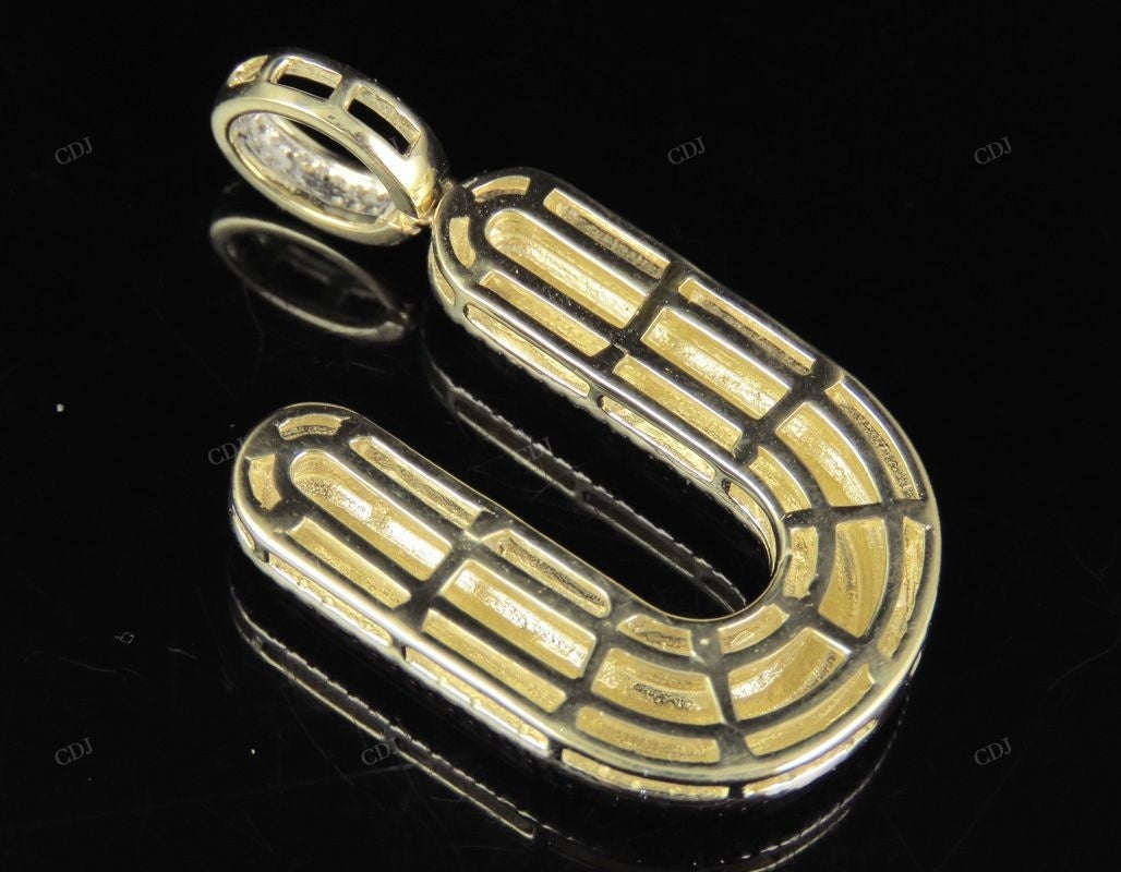 1.4" 0.90 CTW 10K Gold Real Diamond U Letter Pendant CustomDiamJewel