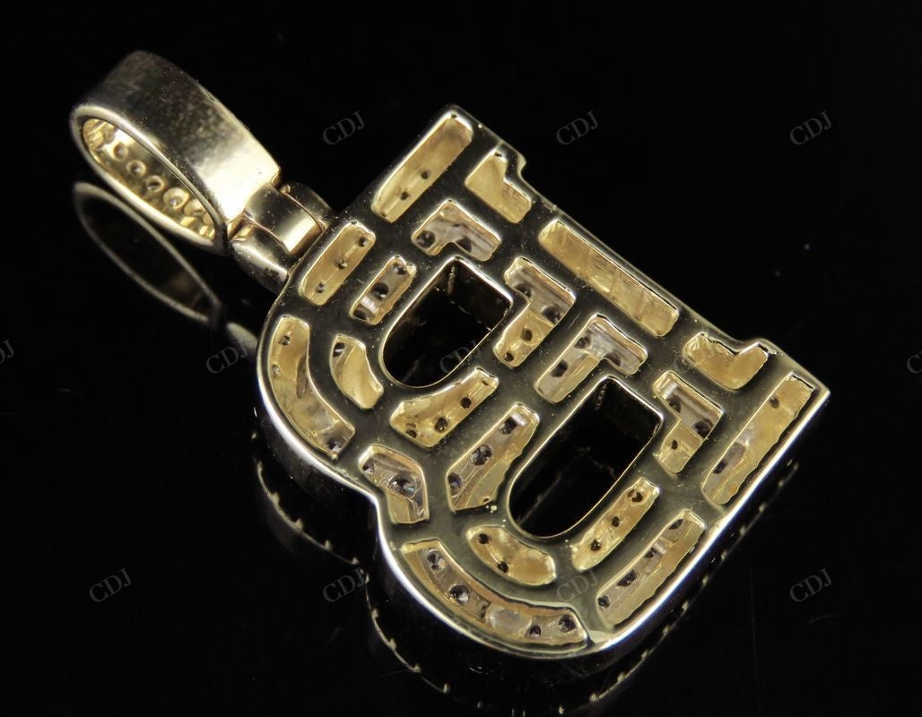 1.5" 1.8 CTW 10K Two Tone Gold Real Diamond 3D Initial 'B' Letter Pendant CustomDiamJewel
