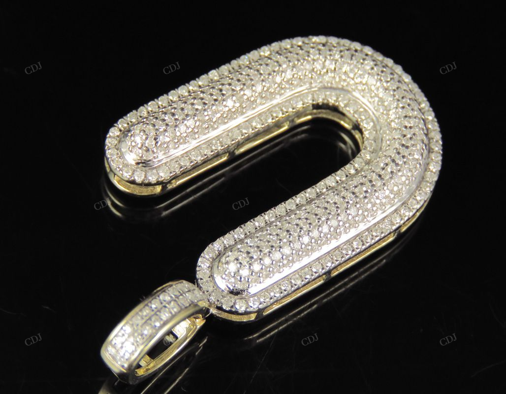 1.4" 0.90 CTW 10K Gold Real Diamond U Letter Pendant CustomDiamJewel