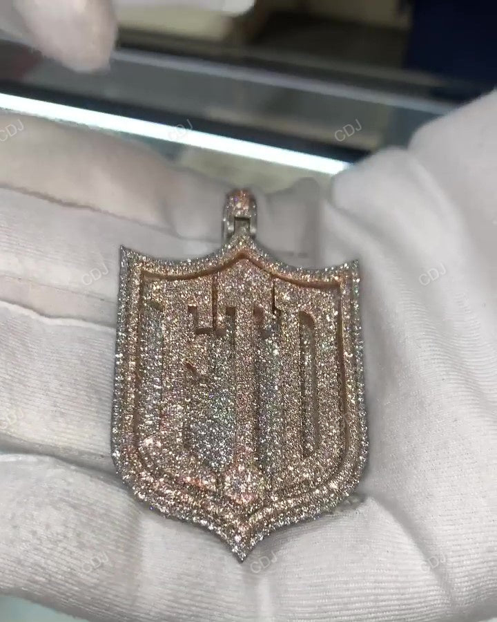 Fully Iced Out FTD Shield Shape Custom Pendant For Him hip hop jewelry customdiamjewel   