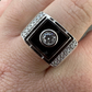 Men's Moissanite & Onyx Square Solitaire Signet Ring  customdiamjewel   