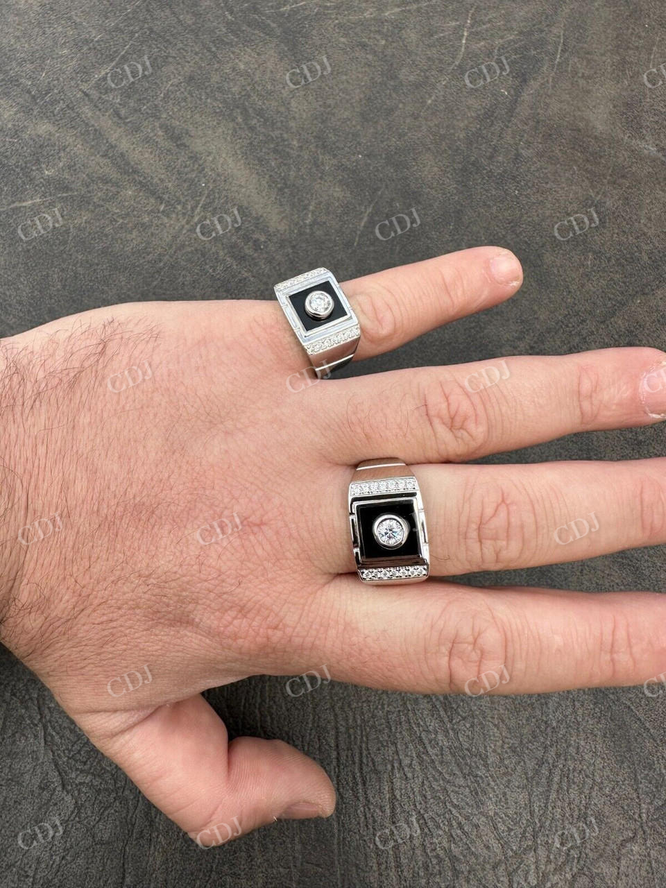 Men's Moissanite & Onyx Square Solitaire Signet Ring  customdiamjewel   