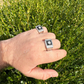 Men's Moissanite & Onyx Square Solitaire Signet Ring  customdiamjewel   