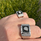 Men's Moissanite & Onyx Square Solitaire Signet Ring  customdiamjewel   