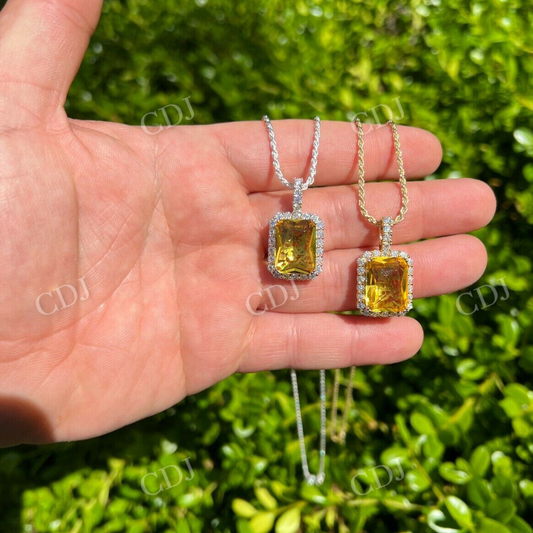 Yellow Simulated Canary Diamond Hip Hop Pendant  customdiamjewel   