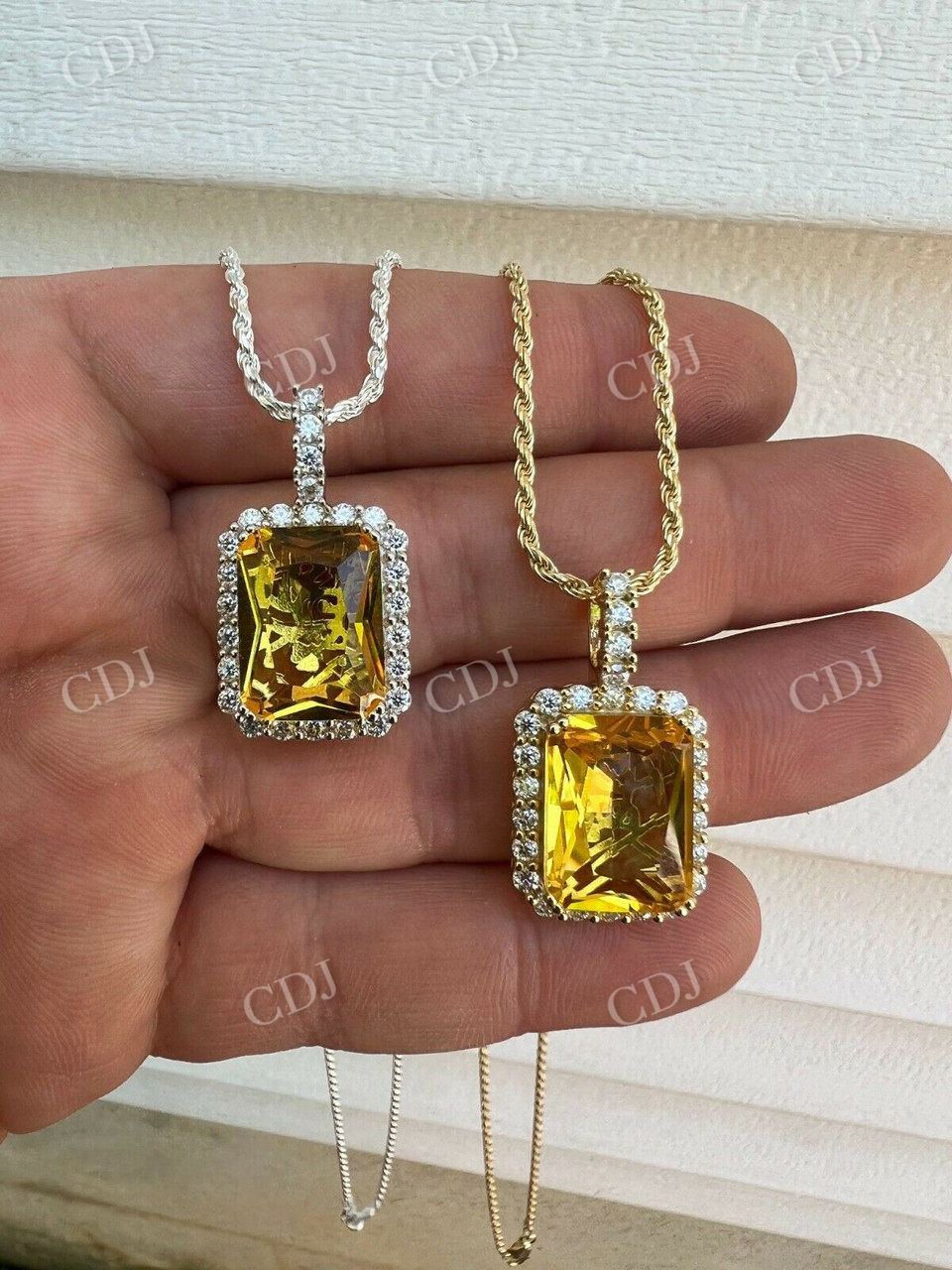 Yellow Simulated Canary Diamond Hip Hop Pendant  customdiamjewel   