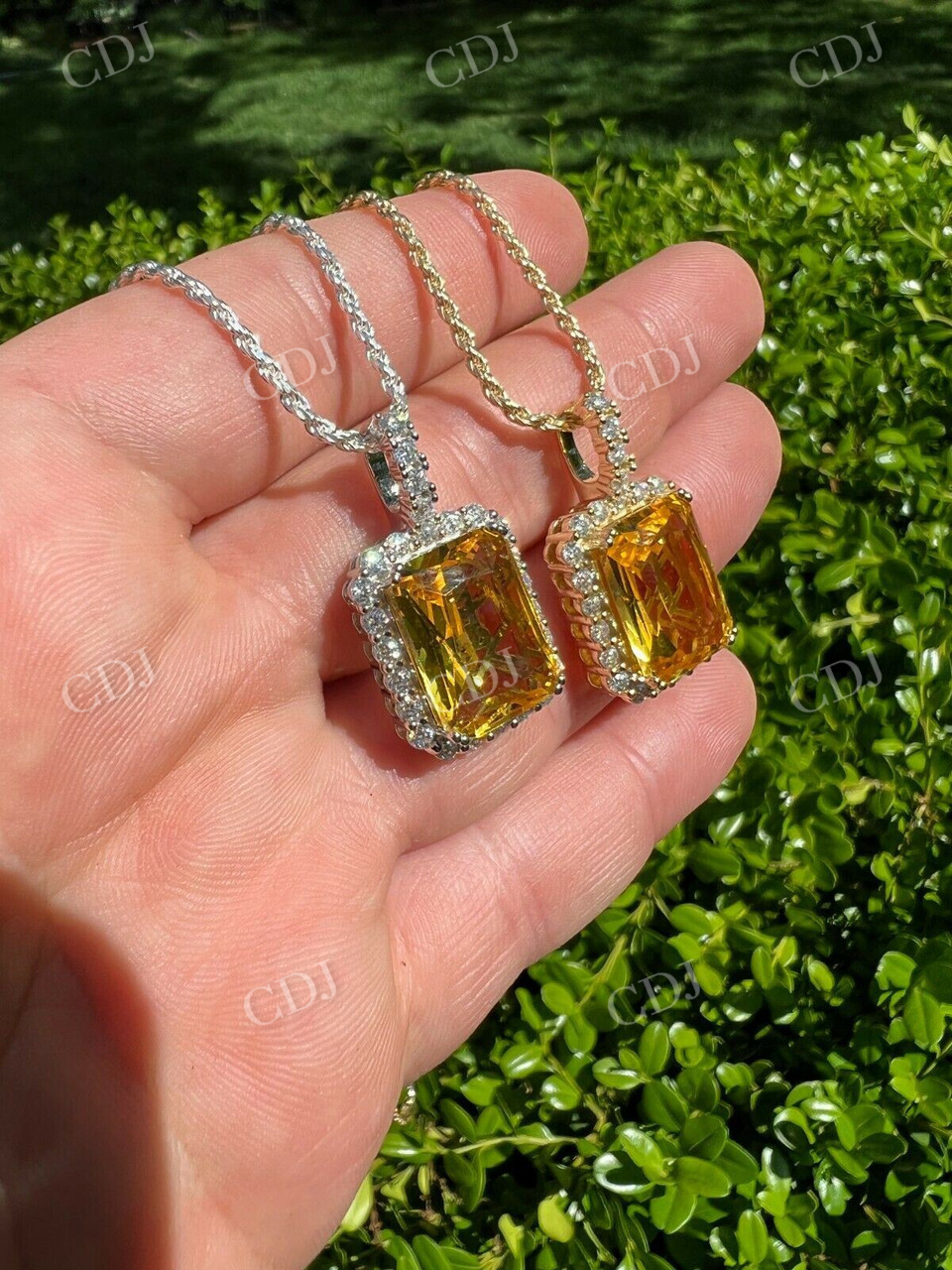 Yellow Simulated Canary Diamond Hip Hop Pendant  customdiamjewel   