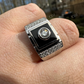 Men's Moissanite & Onyx Square Solitaire Signet Ring  customdiamjewel   