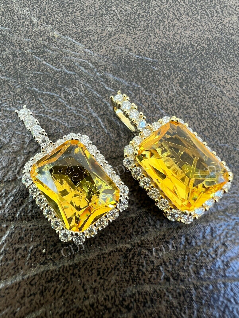 Yellow Simulated Canary Diamond Hip Hop Pendant  customdiamjewel   