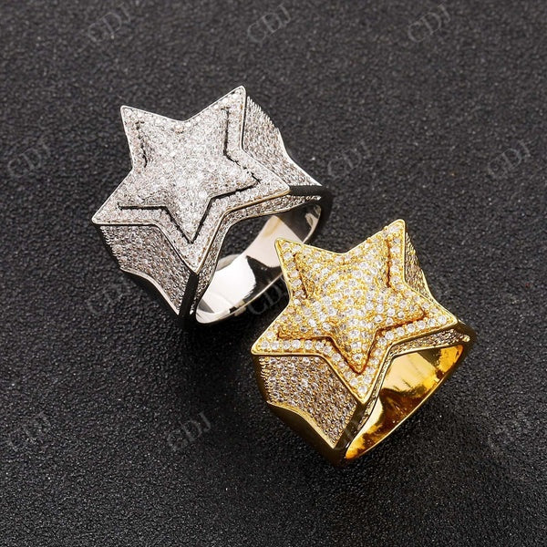 Hip Hop Star shape Diamond Iced Out Ring  CustomDiamJewel   