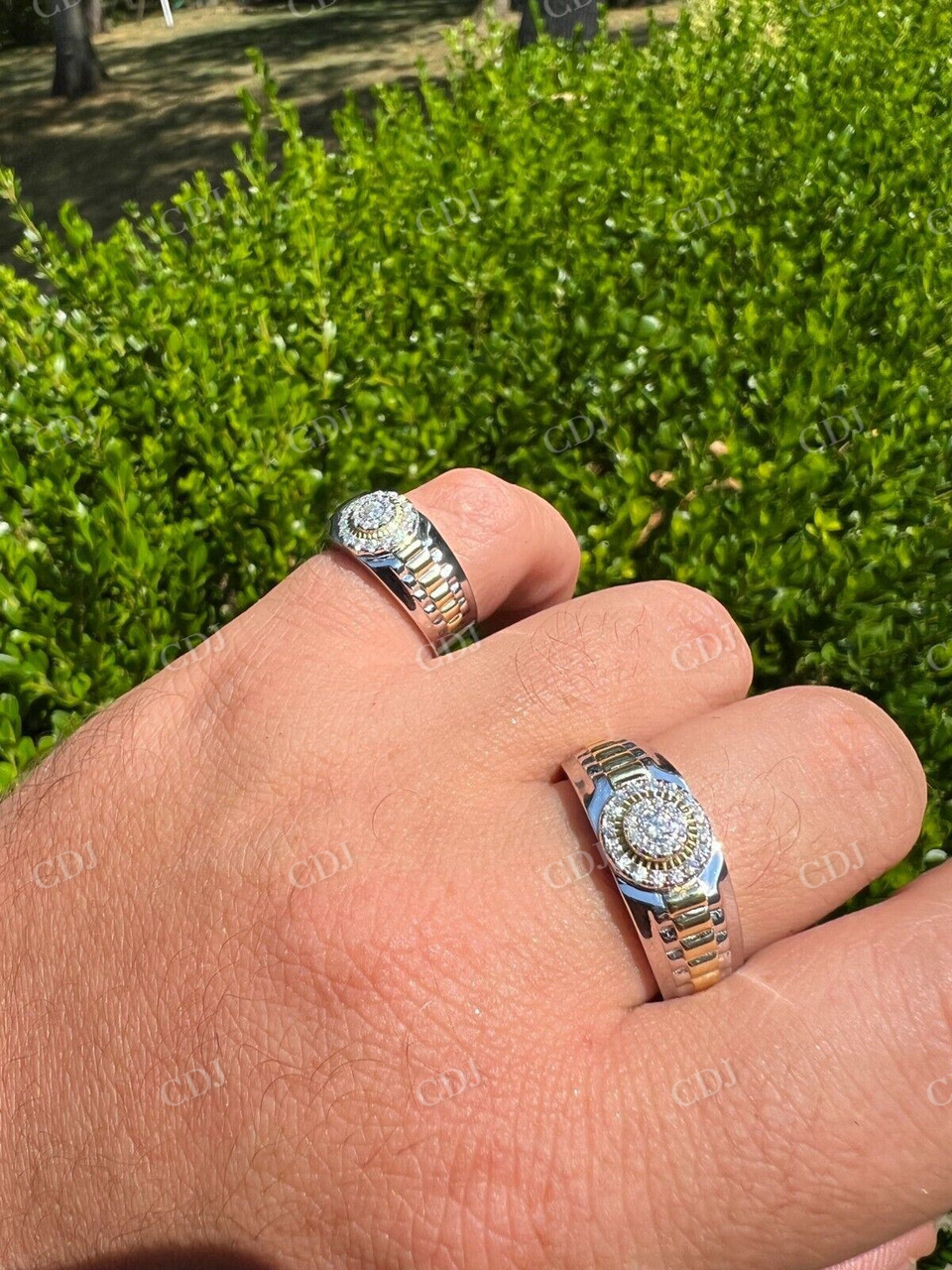 Iced Out Diamond Two Tone Round Cluster Ring  customdiamjewel   