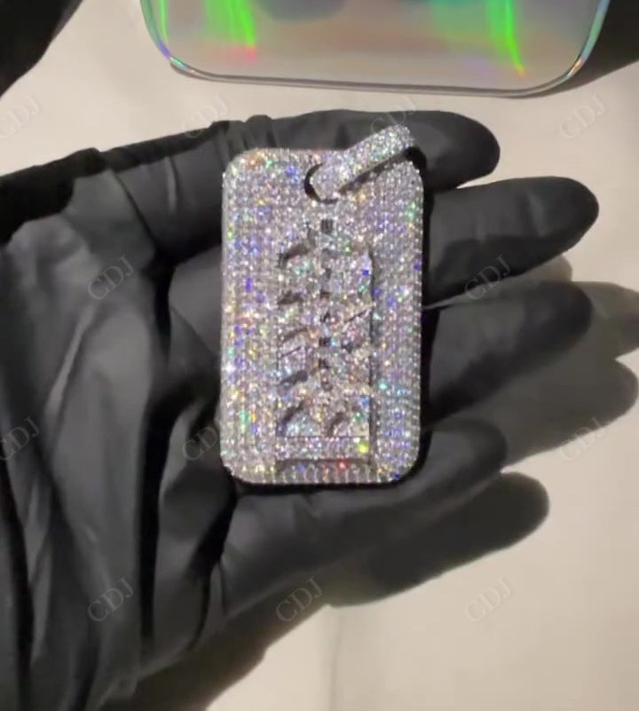 Iced Out Pass Diamond Tester Moissanite Diamond Silver Dog Tag Pendant hip hop jewelry CustomDiamJewel   