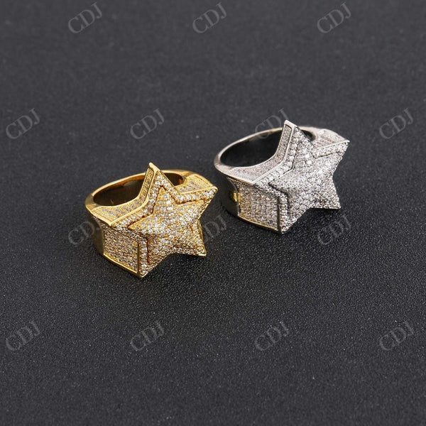 Hip Hop Star shape Diamond Iced Out Ring  CustomDiamJewel   